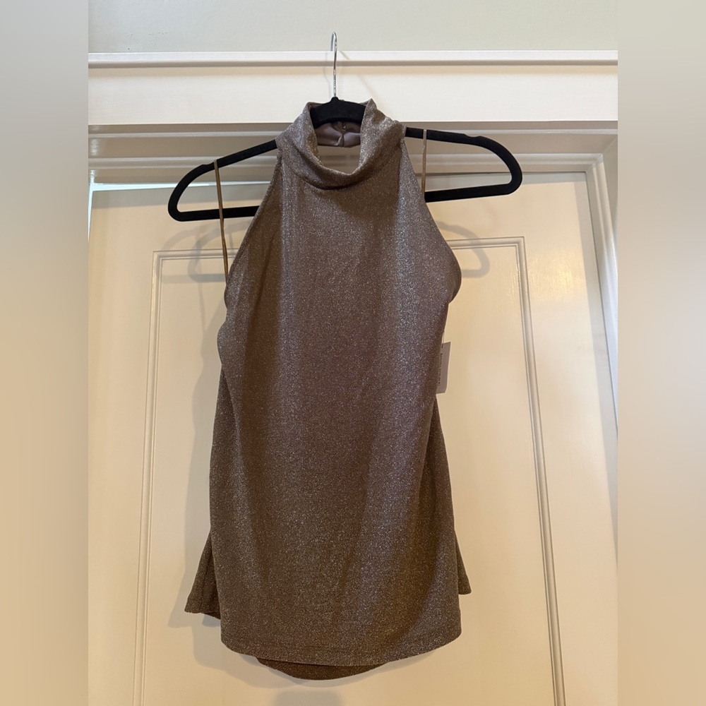 Banana Republic Shimmering Gold Halter Blouse size M - NWT